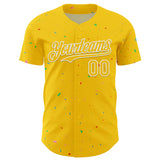 Custom Yellow White 3D Pattern Design Confetti Colorful Speckle Authentic Baseball Jersey