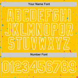 Custom Yellow White 3D Pattern Design Confetti Colorful Speckle Authentic Baseball Jersey