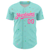 Custom Ice Blue Pink-White 3D Pattern Design Confetti Colorful Speckle Authentic Baseball Jersey