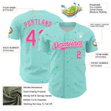 Custom Ice Blue Pink-White 3D Pattern Design Confetti Colorful Speckle Authentic Baseball Jersey