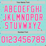 Custom Ice Blue Pink-White 3D Pattern Design Confetti Colorful Speckle Authentic Baseball Jersey