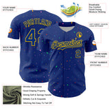 Custom Royal Yellow 3D Pattern Design Confetti Colorful Speckle Authentic Baseball Jersey