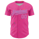 Custom Pink Light Blue 3D Pattern Design Confetti Colorful Speckle Authentic Baseball Jersey