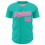 Custom Aqua Black-White 3D Pattern Design Confetti Colorful Speckle Authentic Baseball Jersey