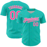 Custom Aqua Black-White 3D Pattern Design Confetti Colorful Speckle Authentic Baseball Jersey
