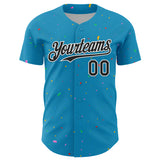 Custom Panther Blue Black-White 3D Pattern Design Confetti Colorful Speckle Authentic Baseball Jersey