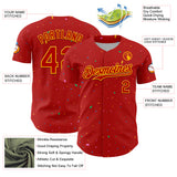 Custom Red Gold 3D Pattern Design Confetti Colorful Speckle Authentic Baseball Jersey