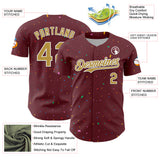 Custom Burgundy Old Gold-White 3D Pattern Design Confetti Colorful Speckle Authentic Baseball Jersey