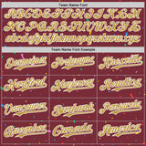 Custom Burgundy Old Gold-White 3D Pattern Design Confetti Colorful Speckle Authentic Baseball Jersey