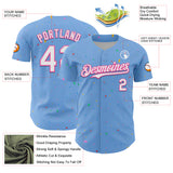 Custom Light Blue White-Pink 3D Pattern Design Confetti Colorful Speckle Authentic Baseball Jersey