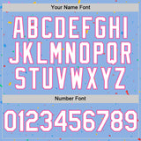 Custom Light Blue White-Pink 3D Pattern Design Confetti Colorful Speckle Authentic Baseball Jersey