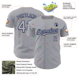 Custom Gray Navy 3D Pattern Design Confetti Colorful Speckle Authentic Baseball Jersey