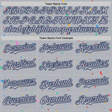 Custom Gray Navy 3D Pattern Design Confetti Colorful Speckle Authentic Baseball Jersey