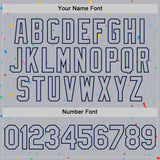 Custom Gray Navy 3D Pattern Design Confetti Colorful Speckle Authentic Baseball Jersey