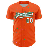 Custom Orange White-Kelly Green 3D Pattern Design Confetti Colorful Speckle Authentic Baseball Jersey