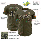 Custom Olive Black-Cream 3D Pattern Design Confetti Colorful Speckle Authentic Baseball Jersey