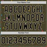 Custom Olive Black-Cream 3D Pattern Design Confetti Colorful Speckle Authentic Baseball Jersey