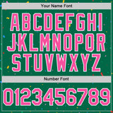Custom Kelly Green Pink-White 3D Pattern Design Confetti Colorful Speckle Authentic Baseball Jersey