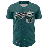 Custom Midnight Green Black-White 3D Pattern Design Confetti Colorful Speckle Authentic Baseball Jersey