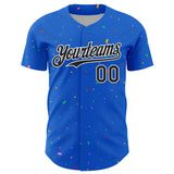 Custom Thunder Blue Black-White 3D Pattern Design Confetti Colorful Speckle Authentic Baseball Jersey