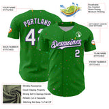 Custom Grass Green White-Purple 3D Pattern Design Confetti Colorful Speckle Authentic Baseball Jersey