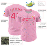 Custom Light Pink Neon Pink-White 3D Pattern Design Confetti Colorful Speckle Authentic Baseball Jersey