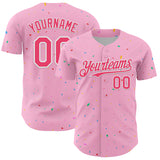 Custom Light Pink Neon Pink-White 3D Pattern Design Confetti Colorful Speckle Authentic Baseball Jersey
