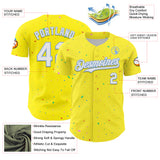 Custom Light Yellow White-Light Blue 3D Pattern Design Confetti Colorful Speckle Authentic Baseball Jersey
