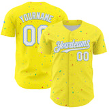 Custom Light Yellow White-Light Blue 3D Pattern Design Confetti Colorful Speckle Authentic Baseball Jersey