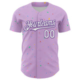 Custom Light Purple White-Purple 3D Pattern Design Confetti Colorful Speckle Authentic Baseball Jersey