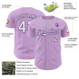 Custom Light Purple White-Purple 3D Pattern Design Confetti Colorful Speckle Authentic Baseball Jersey