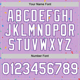 Custom Light Purple White-Purple 3D Pattern Design Confetti Colorful Speckle Authentic Baseball Jersey