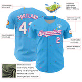 Custom Sky Blue White-Pink 3D Pattern Design Confetti Colorful Speckle Authentic Baseball Jersey