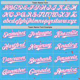 Custom Sky Blue White-Pink 3D Pattern Design Confetti Colorful Speckle Authentic Baseball Jersey