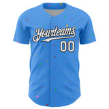 Custom Electric Blue White-Black 3D Pattern Design Confetti Colorful Speckle Authentic Baseball Jersey