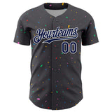 Custom Steel Gray Navy-White 3D Pattern Design Confetti Colorful Speckle Authentic Baseball Jersey