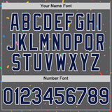 Custom Steel Gray Navy-White 3D Pattern Design Confetti Colorful Speckle Authentic Baseball Jersey