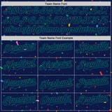 Custom Navy Teal 3D Pattern Design Confetti Colorful Speckle Authentic Baseball Jersey