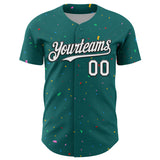 Custom Teal White-Black 3D Pattern Design Confetti Colorful Speckle Authentic Baseball Jersey