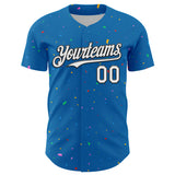 Custom Blue White-Black 3D Pattern Design Confetti Colorful Speckle Authentic Baseball Jersey