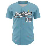 Custom Shadow Blue White-Black 3D Pattern Design Confetti Colorful Speckle Authentic Baseball Jersey