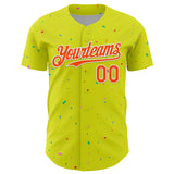 Custom Neon Yellow White-Black 3D Pattern Design Confetti Colorful Speckle Authentic Baseball Jersey