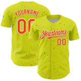 Custom Neon Yellow White-Black 3D Pattern Design Confetti Colorful Speckle Authentic Baseball Jersey