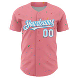 Custom Medium Pink White-Sky Blue 3D Pattern Design Confetti Colorful Speckle Authentic Baseball Jersey