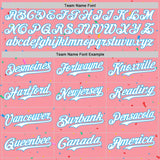 Custom Medium Pink White-Sky Blue 3D Pattern Design Confetti Colorful Speckle Authentic Baseball Jersey