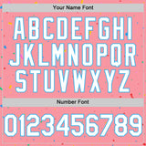 Custom Medium Pink White-Sky Blue 3D Pattern Design Confetti Colorful Speckle Authentic Baseball Jersey