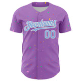 Custom Medium Purple Light Blue-White 3D Pattern Design Confetti Colorful Speckle Authentic Baseball Jersey