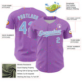 Custom Medium Purple Light Blue-White 3D Pattern Design Confetti Colorful Speckle Authentic Baseball Jersey