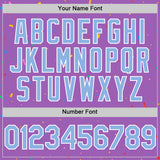 Custom Medium Purple Light Blue-White 3D Pattern Design Confetti Colorful Speckle Authentic Baseball Jersey