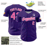 Custom Purple Pink-White 3D Pattern Design Confetti Colorful Speckle Authentic Baseball Jersey